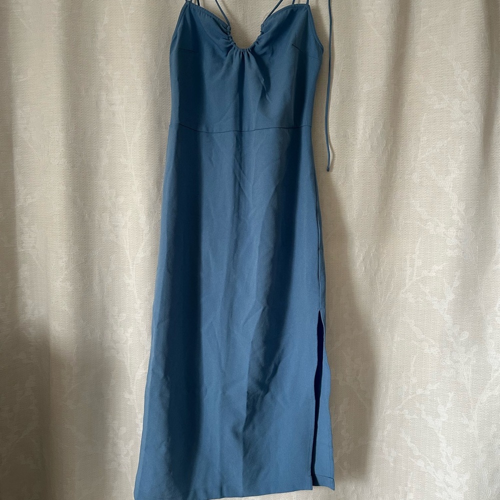 Abercrombie & Fitch Strappy Halter Midi Dress Blue Size Small